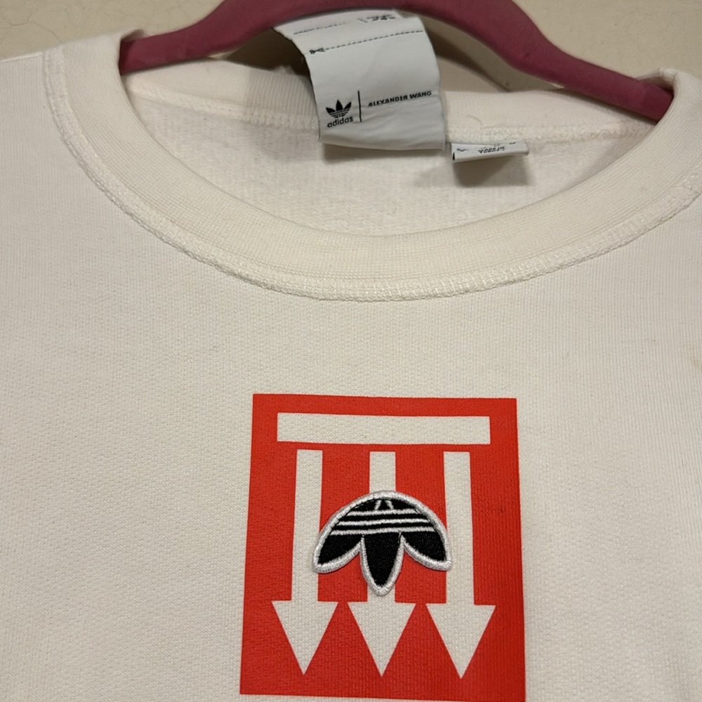 ALEXANDER WANG x ADIDAS crew neck sweatshirt with red print on front & back Sz.M - Picture 10 of 15